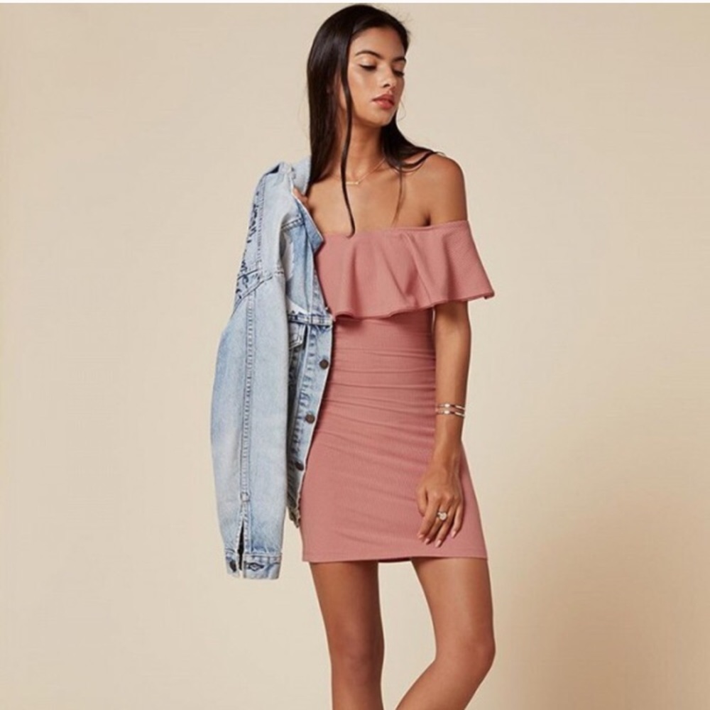 Reformation Pink Off-Shoulder Mini Dress